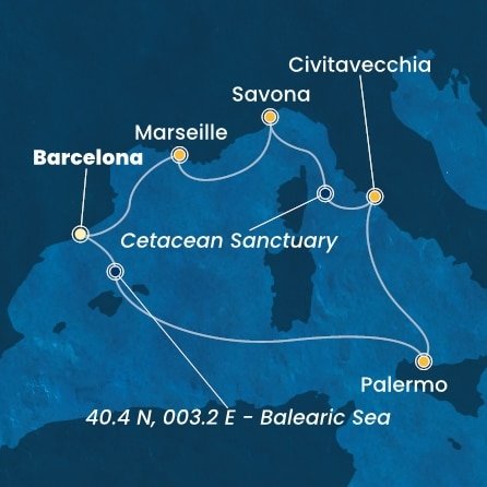 Španělsko, Itálie, Francie z Barcelony na lodi Costa Toscana