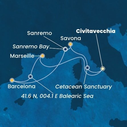 Itálie, , Španělsko, Francie z Civitavecchia na lodi Costa Toscana