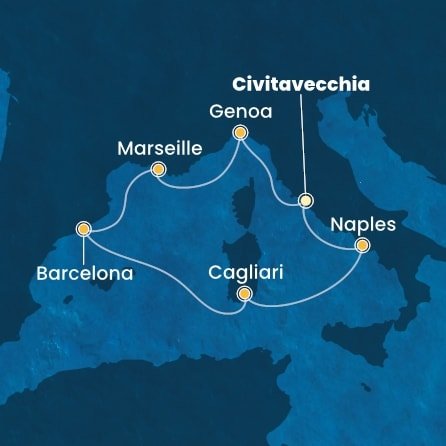 Itálie, Francie, Španělsko z Civitavecchia na lodi Costa Toscana