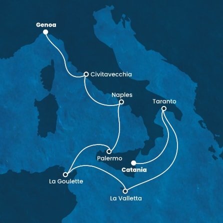 Itálie, Malta, Tunisko z Katánie na lodi Costa Fascinosa