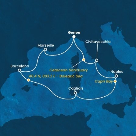 Itálie, Francie, Španělsko,  z Janova na lodi Costa Smeralda