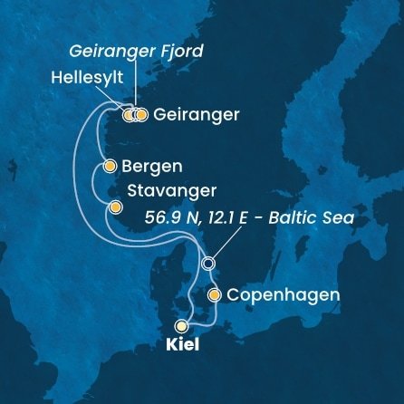Německo, Dánsko, Norsko z Kielu na lodi Costa Diadema