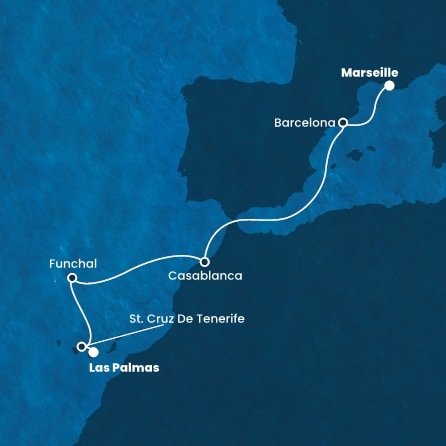 Španělsko, Portugalsko, Maroko, Francie z Las Palmas na lodi Costa Fortuna