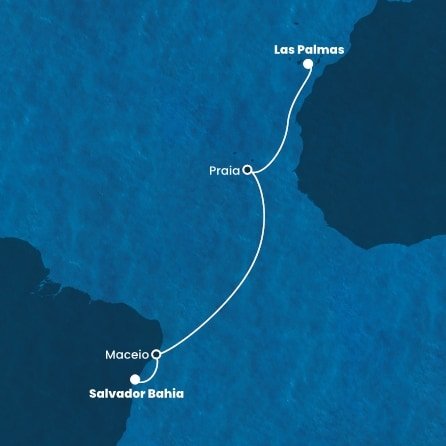 Španělsko, Kapverdy, Brazílie z Las Palmas na lodi Costa Diadema