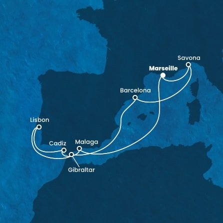 Francie, Itálie, Španělsko, Velká Británie, Portugalsko z Marseille na lodi Costa Diadema