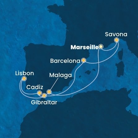 Francie, Itálie, Španělsko, Velká Británie, Portugalsko z Marseille na lodi Costa Fascinosa