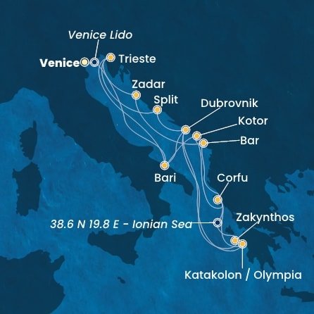 Itálie, Chorvatsko, Řecko, Norsko, Černá Hora na lodi Costa Deliziosa