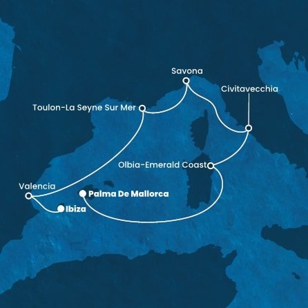 Španělsko, Itálie, Francie z Palma de Mallorca na lodi Costa Pacifica