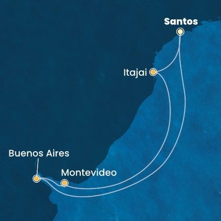 Brazílie, Argentina, Uruguay ze Santosu na lodi Costa Diadema