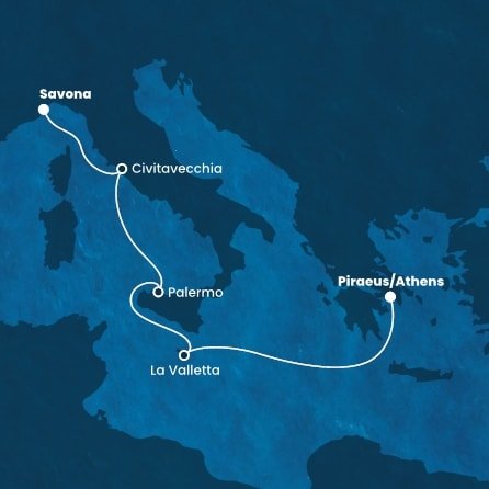 Itálie, Malta, Řecko ze Savony na lodi Costa Fortuna