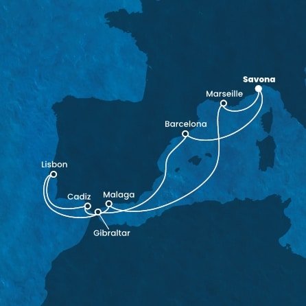 Itálie, Španělsko, Velká Británie, Portugalsko, Francie ze Savony na lodi Costa Diadema