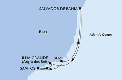 Brazílie ze Salvadoru na lodi MSC Seaview