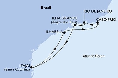 Brazílie na lodi MSC Armonia