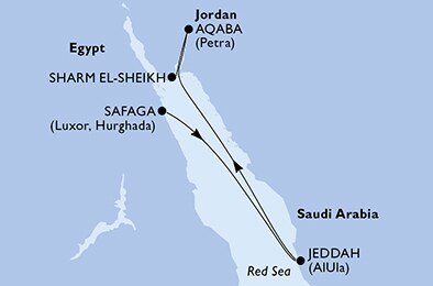 Egypt, Saúdská Arábie, Jordánsko ze Safagy na lodi MSC Orchestra