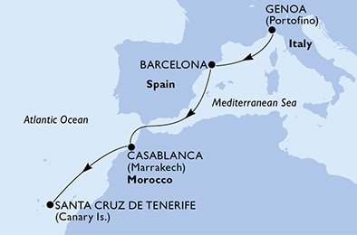 Itálie, Španělsko, Maroko z Janova na lodi MSC Poesia
