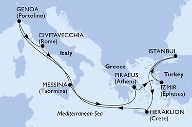 Řecko, Turecko, Itálie z Pirea na lodi MSC Sinfonia