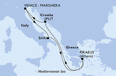 Řecko, Chorvatsko, Itálie z Pirea na lodi MSC Sinfonia