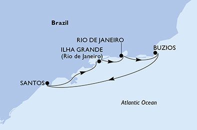 Brazílie ze Santosu na lodi MSC Armonia