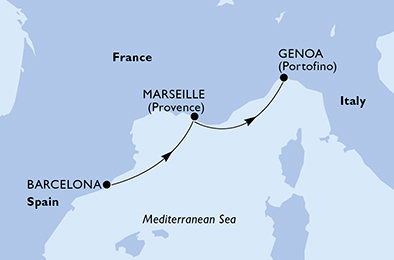 Španělsko, Francie, Itálie z Barcelony na lodi MSC Fantasia