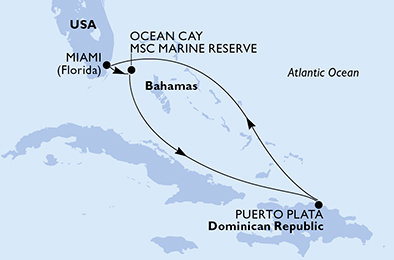 USA, Bahamy, Dominikánská republika z Miami na lodi MSC Seaside