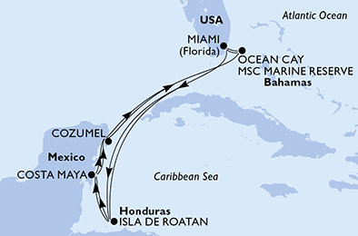 USA, Honduras, Mexiko, Bahamy z Miami na lodi MSC World America