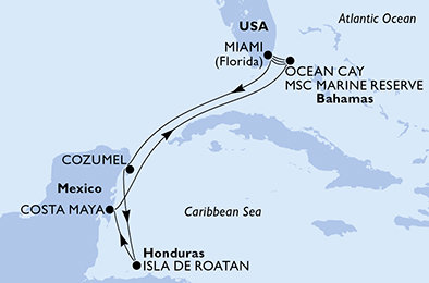 USA, Mexiko, Honduras, Bahamy z Miami na lodi MSC Seaside