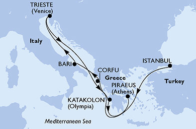 Turecko, Řecko, Itálie z Istanbulu na lodi MSC Fantasia