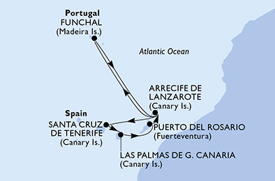Portugalsko, Španělsko z Funchalu na lodi MSC Opera