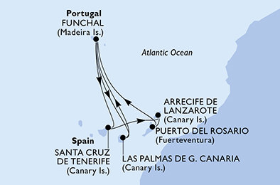 Španělsko, Portugalsko z Las Palmas na lodi MSC Musica