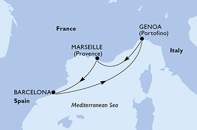 Španělsko, Itálie, Francie z Barcelony na lodi MSC Grandiosa