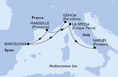 Itálie, Španělsko, Francie z Janova na lodi MSC Magnifica