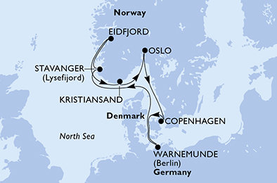 Německo, Norsko, Dánsko z Warnemünde na lodi MSC Magnifica