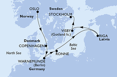 Norsko, Dánsko, Německo, Lotyšsko, Švédsko z Osla na lodi MSC Magnifica