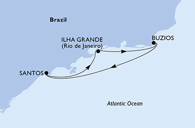 Brazílie ze Santosu na lodi MSC Lirica