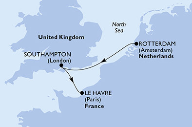 Nizozemsko, Velká Británie, Francie z Rotterdamu na lodi MSC Virtuosa