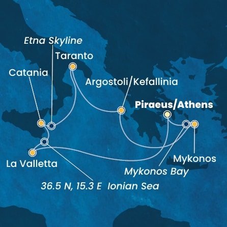 Řecko, Malta, Itálie z Pirea na lodi Costa Fascinosa