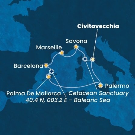 Itálie, Francie, Španělsko z Civitavecchia na lodi Costa Toscana