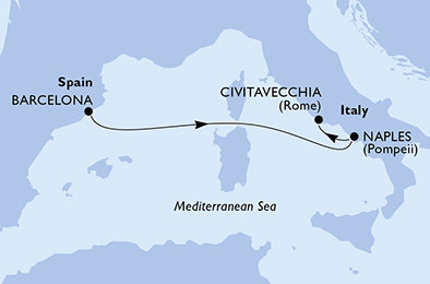 Španělsko, Itálie z Barcelony na lodi MSC Orchestra