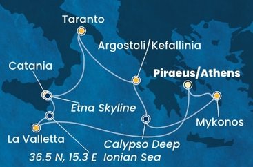 Řecko, Malta, , Itálie z Pirea na lodi Costa Fascinosa