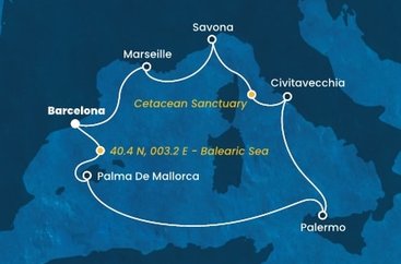 Španělsko, Itálie, Francie z Barcelony na lodi Costa Toscana