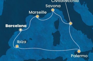 Španělsko, Itálie, Francie z Barcelony na lodi Costa Smeralda