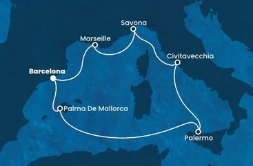 Španělsko, Itálie, Francie z Barcelony na lodi Costa Smeralda