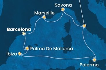 Španělsko, Itálie, Francie z Barcelony na lodi Costa Smeralda