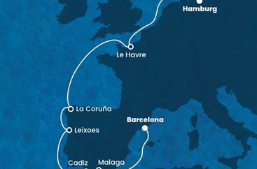 Španělsko, Portugalsko, Francie, Německo z Barcelony na lodi Costa Favolosa