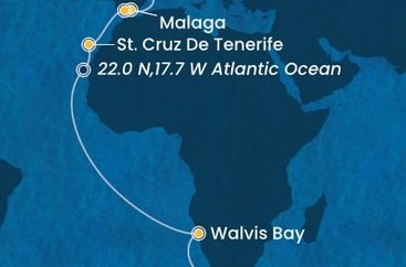 Španělsko, Namibie, Jihoafrická republika z Barcelony na lodi Costa Toscana