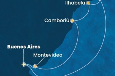 Argentina, Brazílie, Uruguay z Buenos Aires na lodi Costa Favolosa