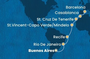 Argentina, Brazílie, Kapverdy, Španělsko, Maroko z Buenos Aires na lodi Costa Favolosa