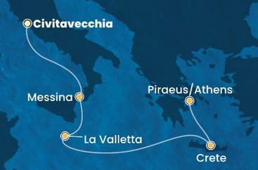 Itálie, Malta, Řecko z Civitavecchia na lodi Costa Fortuna