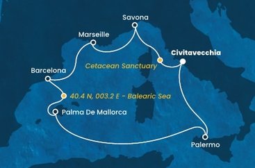 Itálie, Francie, Španělsko z Civitavecchia na lodi Costa Toscana