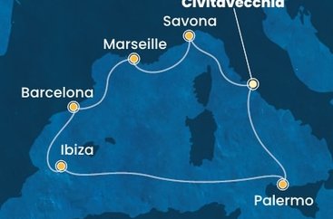 Itálie, Francie, Španělsko z Civitavecchia na lodi Costa Smeralda